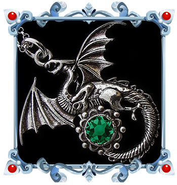 Collier Dragon Medieval Vert Emeraude chez A MON SEUL DESIR Boutique